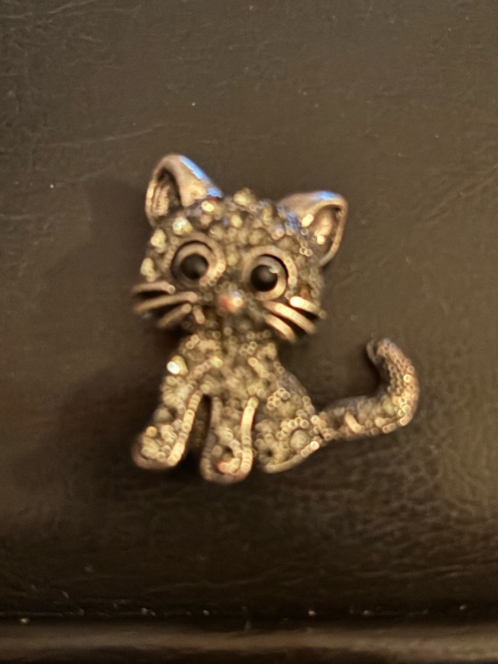 Silver-Tone Crystal Cat Pin Brooch - Cute Cat Accent - Picture 1 of 3